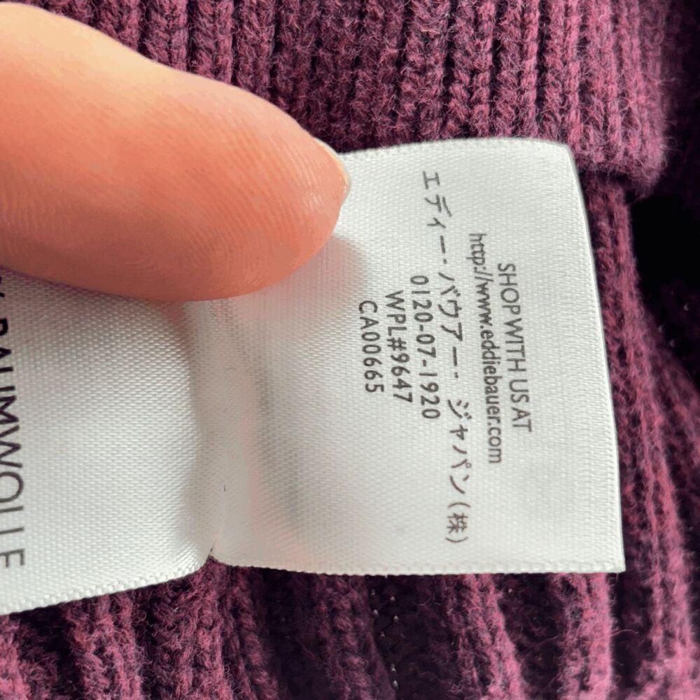 Vintage Eddie Bauer Sweater Mens XL Maroon/Red Cotton Fisherman‎ Cable Knit EUC - Picture 5 of 5